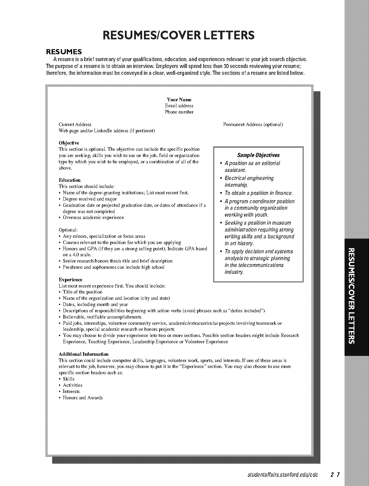 resume template for art center