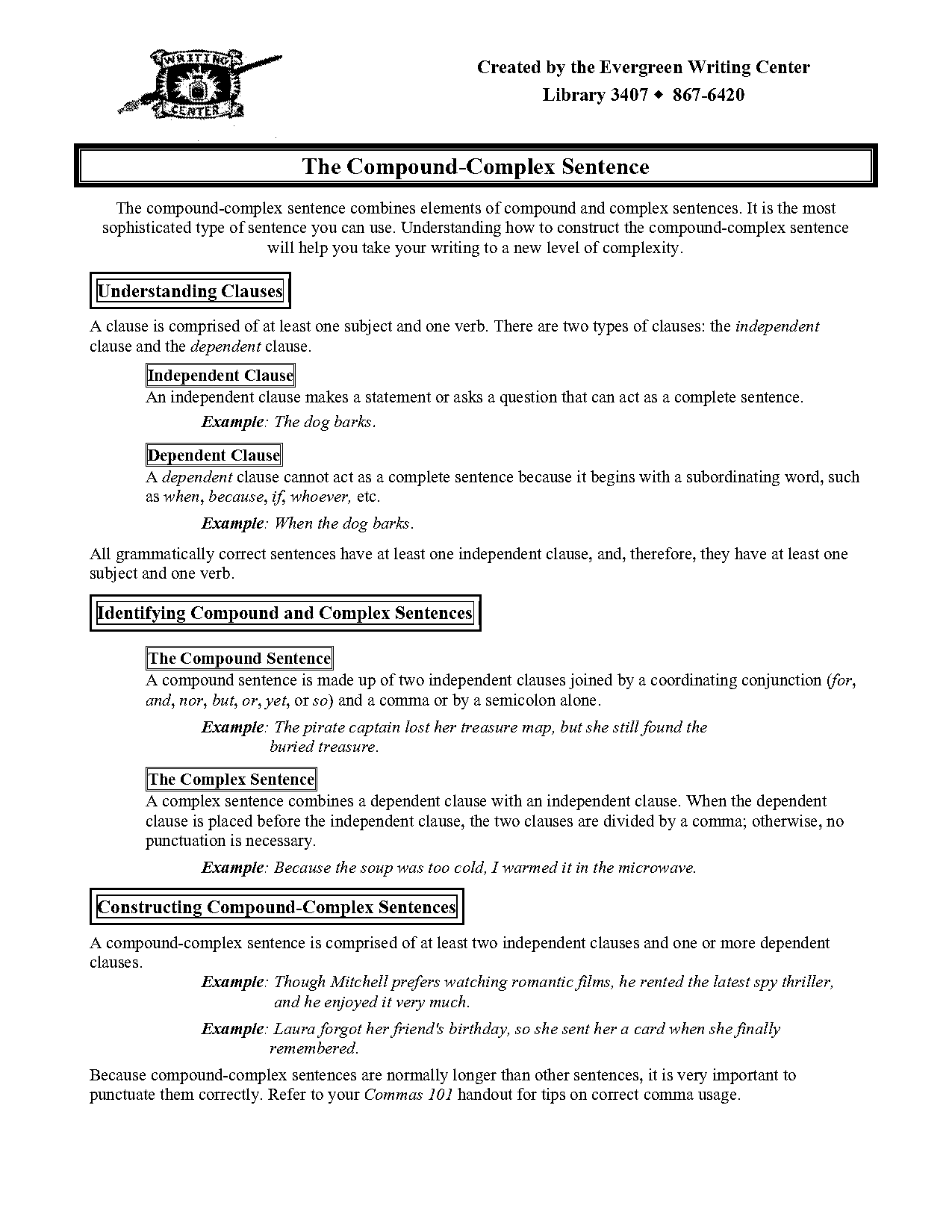 what makes up a independent clause